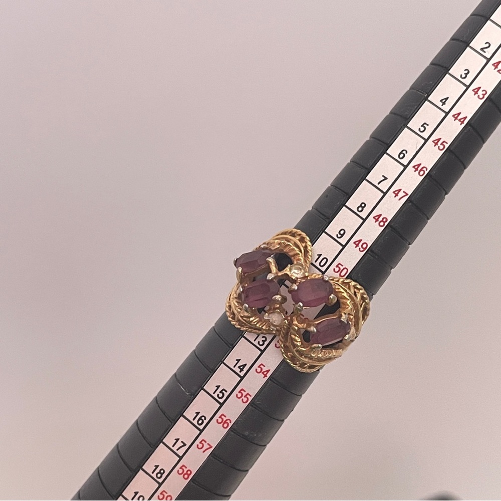 Vintage 18K GOLD Plated Real AMETHYST Stone Holiday Gift Crystal Statement Ring - Picture 12 of 12